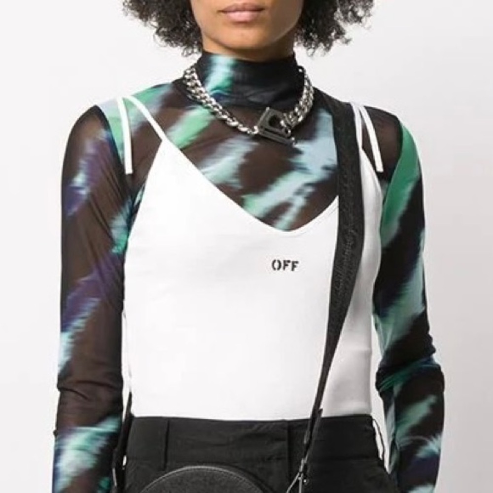 OFF-WHITE ‘OFF’ Stamp Logo Spaghetti Strap Top in White